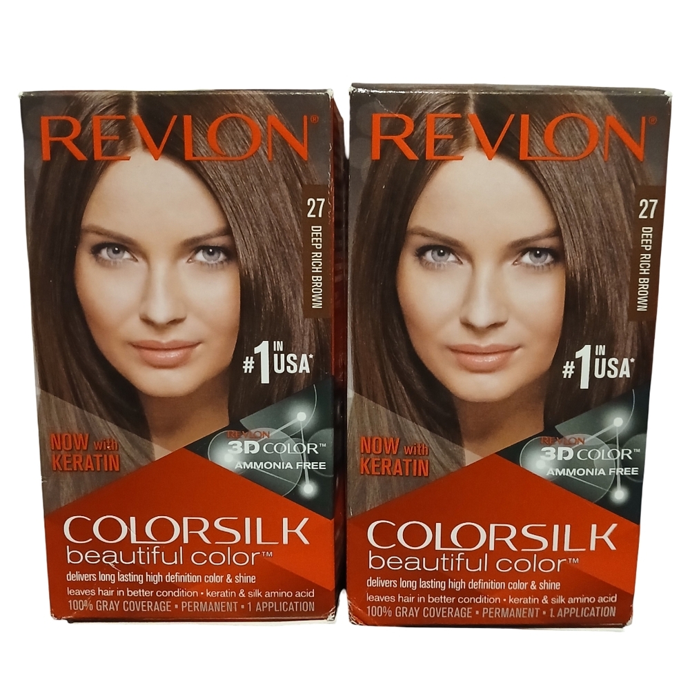 3D Revlon Color Silk Deep Rich Brown Permanent Box Hair Dye #27